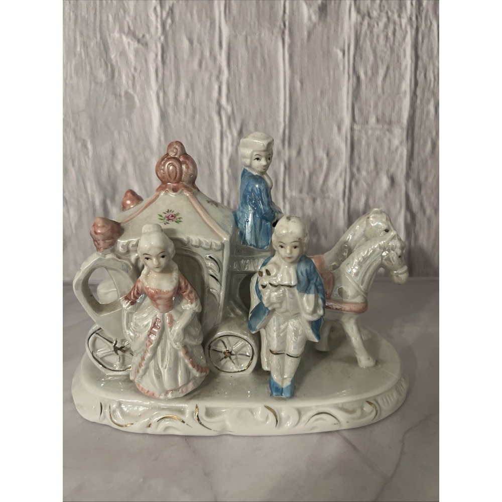 Vintage Porcelain Carriage Figurine Horse Japan Missing Reins